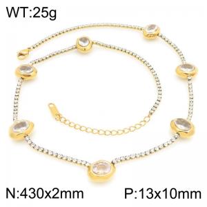 Stainless Steel Stone Necklace - KN304038-HR