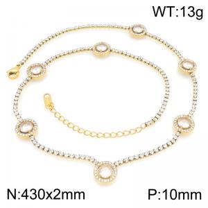 Stainless Steel Stone Necklace - KN304040-HR