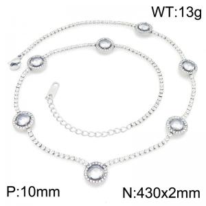 Stainless Steel Stone Necklace - KN304041-HR