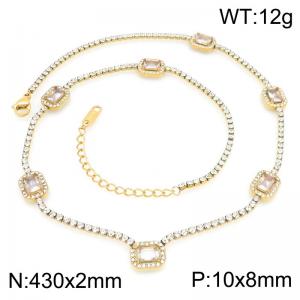 Stainless Steel Stone Necklace - KN304042-HR