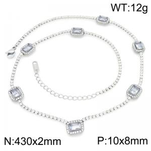 Stainless Steel Stone Necklace - KN304043-HR