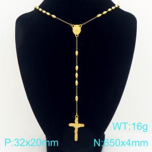 Stainless Steel Rosary Necklace - KN304090-CQ