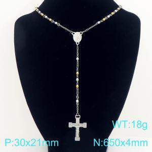 Stainless Steel Rosary Necklace - KN304093-CQ