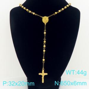 Stainless Steel Rosary Necklace - KN304094-CQ