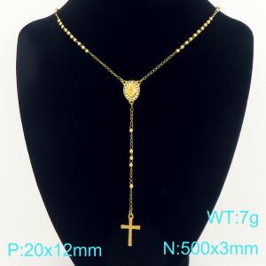 Stainless Steel Rosary Necklace - KN304097-CQ