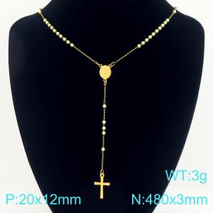 Stainless Steel Rosary Necklace - KN304113-CQ