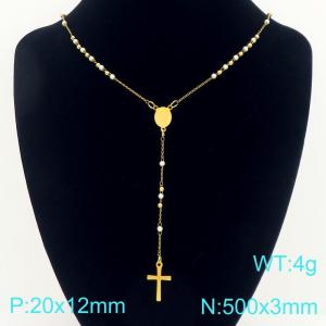 Stainless Steel Rosary Necklace - KN304115-CQ