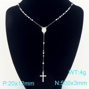 Stainless Steel Rosary Necklace - KN304116-CQ