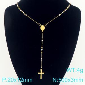 Stainless Steel Rosary Necklace - KN304117-CQ