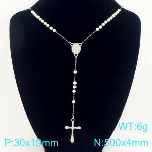Stainless Steel Rosary Necklace - KN304120-CQ