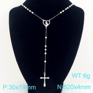 Stainless Steel Rosary Necklace - KN304125-CQ