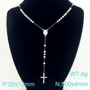 Stainless Steel Rosary Necklace - KN304126-CQ