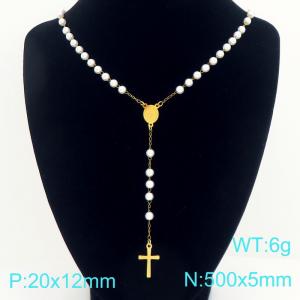 Stainless Steel Rosary Necklace - KN304127-CQ