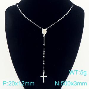 Stainless Steel Rosary Necklace - KN304129-CQ