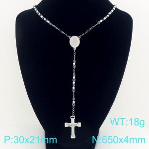 Stainless Steel Rosary Necklace - KN304130-CQ