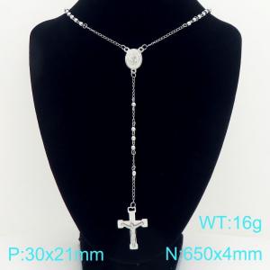 Stainless Steel Rosary Necklace - KN304131-CQ