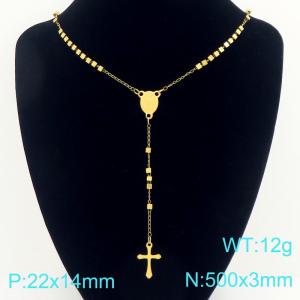 Stainless Steel Rosary Necklace - KN304133-CQ