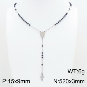 Stainless Steel Rosary Necklace - KN304138-CQ