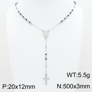 Stainless Steel Rosary Necklace - KN304139-CQ