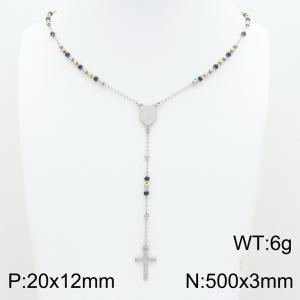 Stainless Steel Rosary Necklace - KN304140-CQ