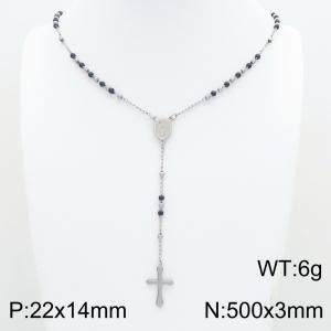 Stainless Steel Rosary Necklace - KN304142-CQ