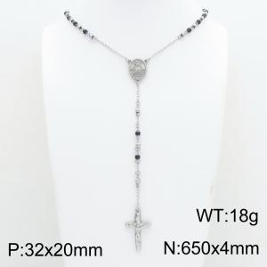 Stainless Steel Rosary Necklace - KN304144-CQ