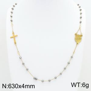 Stainless Steel Rosary Necklace - KN304145-CQ