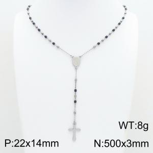 Stainless Steel Rosary Necklace - KN304146-CQ