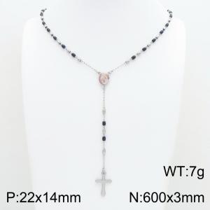 Stainless Steel Rosary Necklace - KN304147-CQ