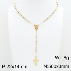Stainless Steel Rosary Necklace - KN304148-CQ