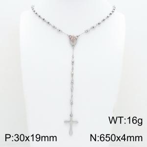 Stainless Steel Rosary Necklace - KN304149-CQ