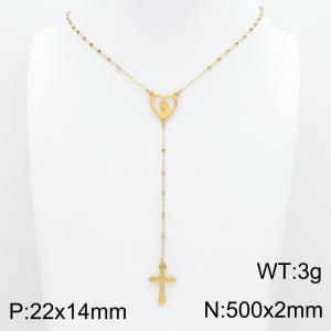Stainless Steel Rosary Necklace - KN304151-CQ