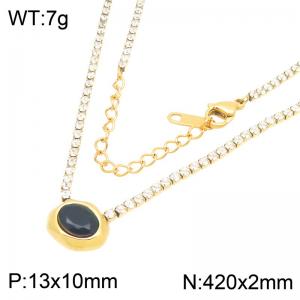 Stainless Steel Stone Necklace - KN304366-HR