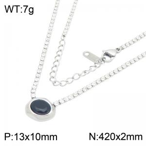 Stainless Steel Stone Necklace - KN304368-HR