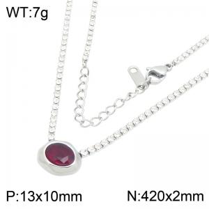 Stainless Steel Stone Necklace - KN304369-HR