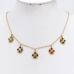 Stainless Steel Stone Necklace - KN304778-HM