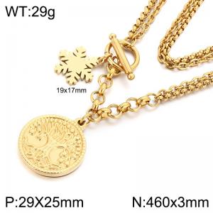 SS Gold-Plating Necklace - KN304927-Z