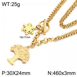 SS Gold-Plating Necklace - KN304930-Z