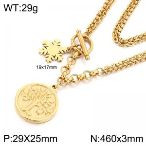 SS Gold-Plating Necklace - KN304931-Z