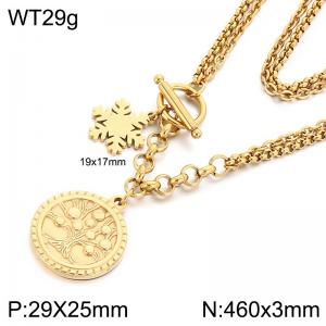 SS Gold-Plating Necklace - KN304933-Z