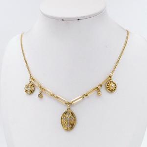 SS Gold-Plating Necklace - KN304987-HM