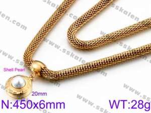 SS Gold-Plating Necklace - KN31948-K