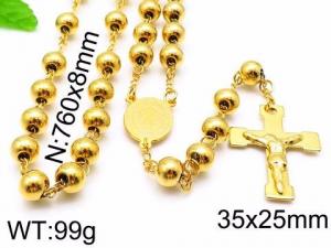 Stainless Steel Rosary Necklace - KN33955-HDJ