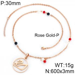 SS Rose Gold-Plating Necklace - KN33976-K