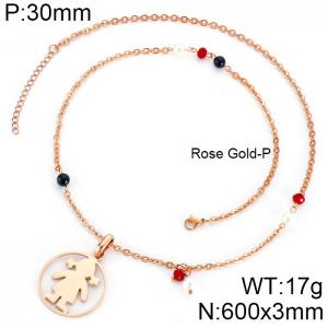 SS Rose Gold-Plating Necklace - KN33981-K