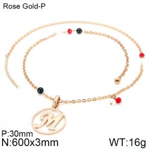 SS Rose Gold-Plating Necklace - KN33988-K