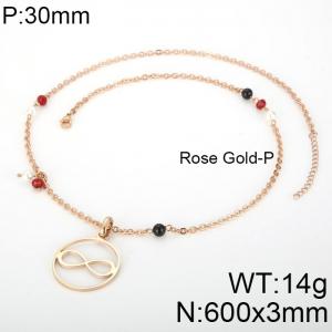 SS Rose Gold-Plating Necklace - KN33998-K