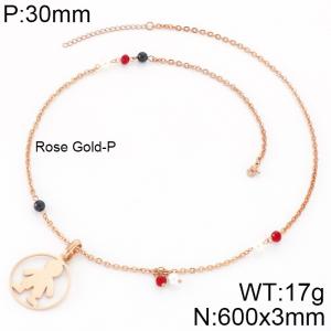 SS Rose Gold-Plating Necklace - KN34003-K