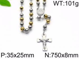 Stainless Steel Rosary Necklace - KN34342-HDJ