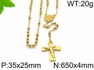 Stainless Steel Rosary Necklace - KN34355-HDJ